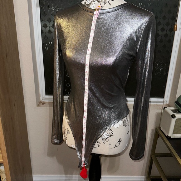 Silver Rhinestone Open-Back Bodysuit - Picture 7 of 8